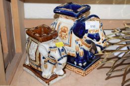 Two small ceramic elephants
