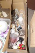 Box containing various glass ware, ceramics etc