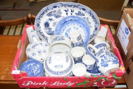 Box containing a good quantity of various transfer printed ceramics