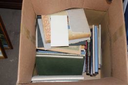 Box containing various books