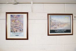 Two reproduction local interest rail travel posters (framed)