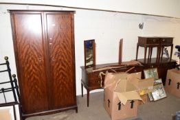 Mid 20th Century Stag dark wood effect bedroom suite comprising wardrobe, dressing table, chest of