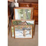 Quantity of various framed needlework style pictures