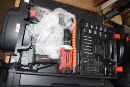 A cased cordless screwdriver
