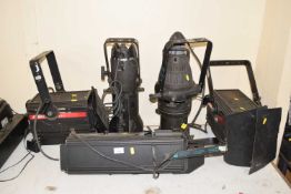 Five assorted stage lights