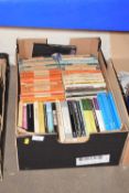 Box containing a quantity of various books including Penguin etc