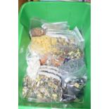 Box containing a large quantity of small moulded plastic soldier figures, a further box containing a