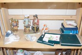 Various figures including Nao, Capodimonte etc together with pin trays