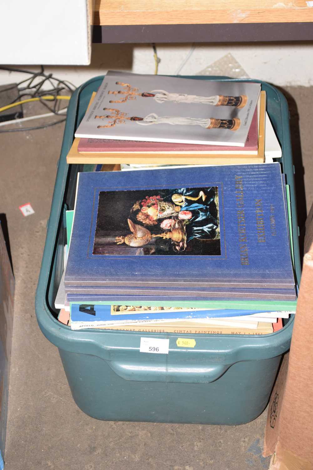 Box containing various exhibition and auction catalogues