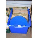 Box containing a quantity of 78 records together with a cased Status Quo album