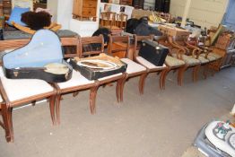 Set of seven upholstered dining chairs (two plus five) together with three further dining chairs