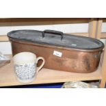 Metal fish kettle together with a vintage ceramic mug The Sailors Tear