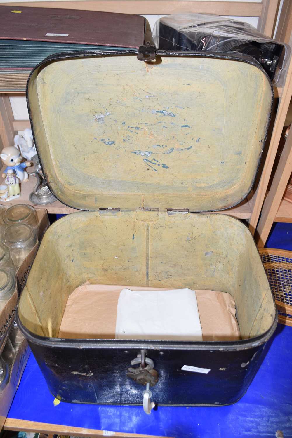 Vintage metal hat box