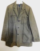 A gentleman's GAP chore jacket, the single breast green cotton jacket, with button front and patch