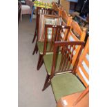 Set of four upholstered dark wood effect dining chairs