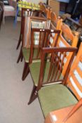 Set of four upholstered dark wood effect dining chairs
