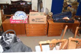 Three mid 20th Century teak effect bedroom cabinets