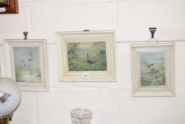 Three framed studies of game birds