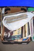Box containing various LP records