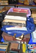 Quantity of various records together with a Dansette record player