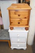 Small pine bedside chest and one other