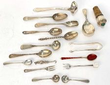 Mixed Lot: A Georg Jensen cream ladle, pattern number 41, import mark for London 1923, a Georgian