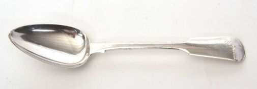 A Jersey silver serving spoon by Charles William Quesnel, circa 1830, initialled, 23cm long