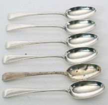 A set of six Old English pattern dessert spoons, London 1909/10, makers mark for Josiah Williams &
