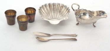 Mixed Lot: A late Victorian large shell shaped butter dish together with an Albany pattern silver