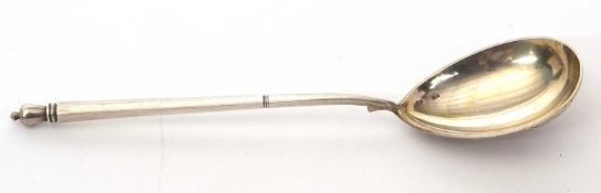 A Russian silver gilt spoon with the 84 Zolotnics mark with a profile of a female head turned to the
