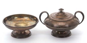 A mid 19th Century French silver E. Hugo twin handled sugar sucrier and cover together with a