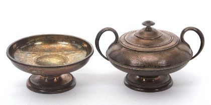 A mid 19th Century French silver E. Hugo twin handled sugar sucrier and cover together with a