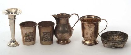 Mixed Lot: A pair of 20th Century B.A Sevadjian Ethopian.830 silver drinking beakers, embossed