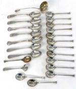 Mixed Lot: Fourteen George V silver seal top teaspoons, hallmarked for Sheffield 1928-34, makers