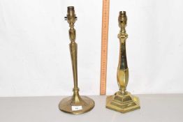 Two brass table lamps