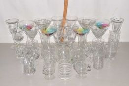 A quantity of various 20th Century drinking glasses to include champagne bowls