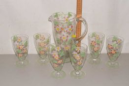 A floral decorated glass lemonade set