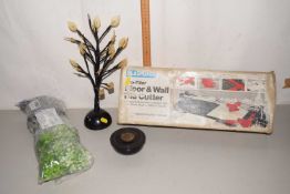 A battery operated light up tree, tile cutter and other items