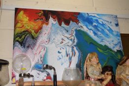 An abstract print on canvas, unframed