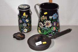 Quantity of painted metal wares