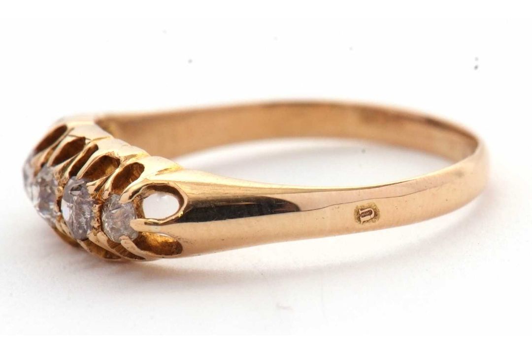A late Victorian 18ct diamond ring, the five slightly graduated old mine cut diamonds, total - Image 7 of 7
