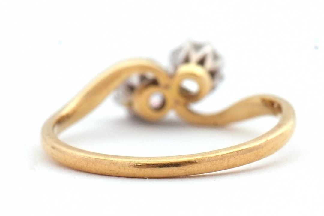 A 'toi et moi' diamond ring, the two Old European cut diamonds, total estimated approx. 0.63cts, - Image 4 of 9