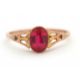 A synthetic ruby ring, the oval synthetic ruby with tapered shoulders and plain band stamped 9ct, - Image 1 of 8