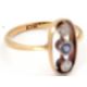 A sapphire and diamond ring, the oval frame with two collet mounted old mine cut diamonds and a - Image 5 of 7
