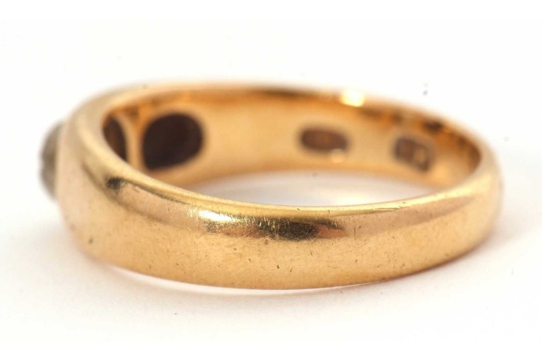 A single stone diamond ring, the old mine cut diamond, estimated approx. 0.35cts, with tapered - Image 2 of 7
