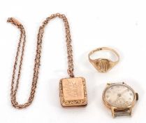 A mixed lot of jewellery: to include a 9ct signet ring hallmarked Birmingham 1945, 2.4g; a
