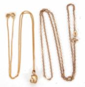 Two 9ct chains: to include a 9ct chain with tag stamped 375 and hallmarked Sheffield 1999, 44cm