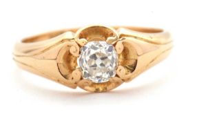 An 18ct late Victorian diamond ring, set with a single old mine cut diamond, estimated approx. 0.