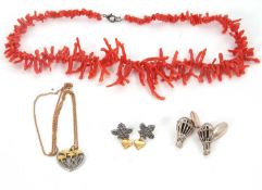 A mixed lot of jewellery: to include a pair of silver hot air balloon cufflink retailed by