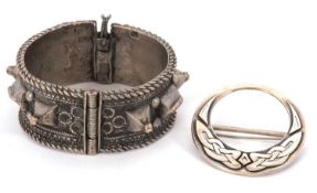 A Scottish Celtic style brooch, hallmarked Edinburgh 1990, 49mm diameter, 13.4g; together with an